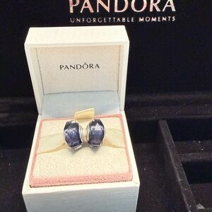 2 Pandora Faceted Blue Murano Glass Charm